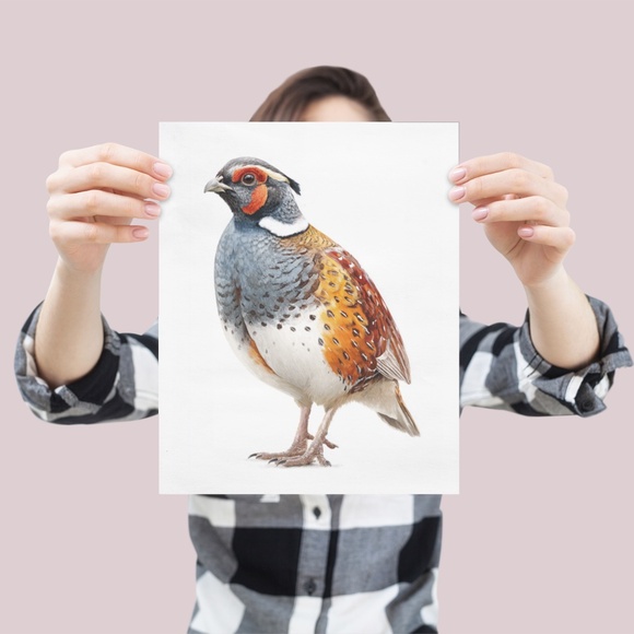 Watercolor Quail Wall Art Print, Unframed - Vibrant Nature-Inspired Home Decor - Picture 4 of 6